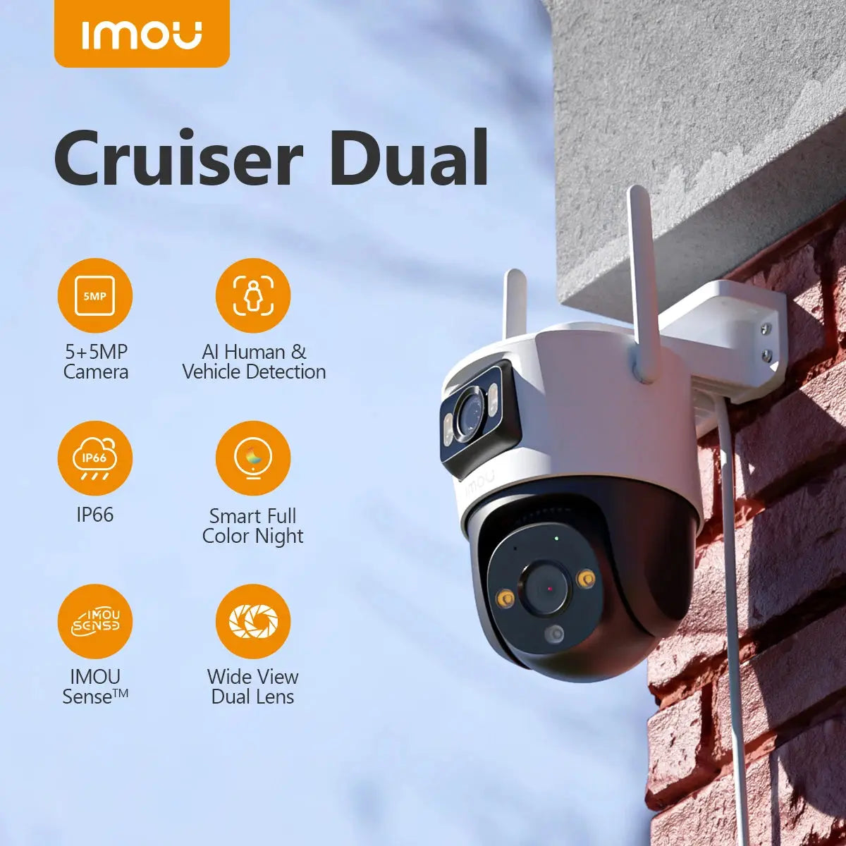 Caméra de Surveillance Extérieure IMOU Cruiser Dual – 8MP/10MP | Double Objectif | PTZ | Détection IA | WiFi 6 | Vision Nocturne Couleur Ma boutique