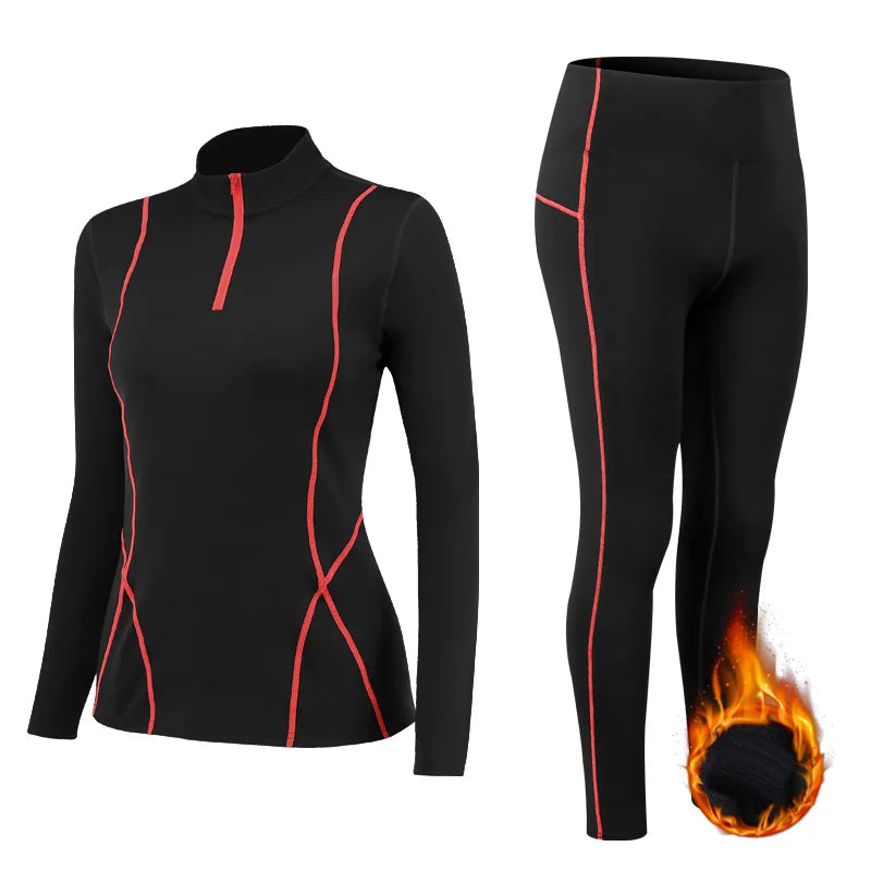 Ensemble de Sous-Vêtements Thermiques Femme en Velours – Vêtement Thermo pour l'Hiver, Ensemble 2 Pièces Longs Jambes et Lingerie - BLACKBEARD OUTDOOR INDUSTRIES