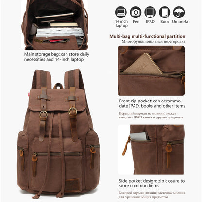 MARKROYAL Sac à Dos Vintage en Toile – Grand Format 36–55L | Compatible PC 14’’ | Unisexe - BLACKBEARD OUTDOOR INDUSTRIES