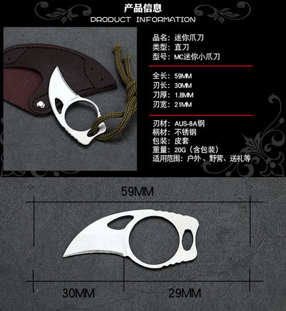 Couteau Pendentif de Self-Défense en Acier Inoxydable - Couteau Fixe Portable pour Outdoor, Survival, et Autodéfense - BLACKBEARD OUTDOOR INDUSTRIES