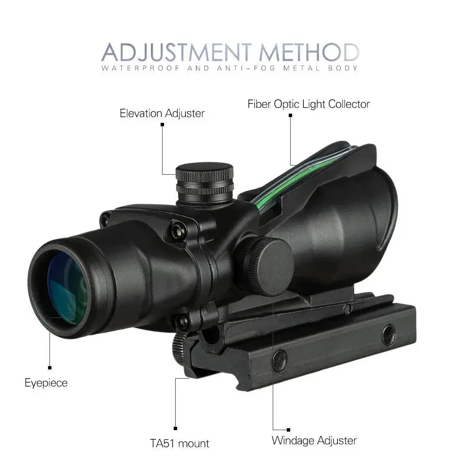 Lunette de Tir 4x32 avec Point Rouge Vert – Optique à Fibre Réelle, Réticule Gravé et Illuminé Ma boutique