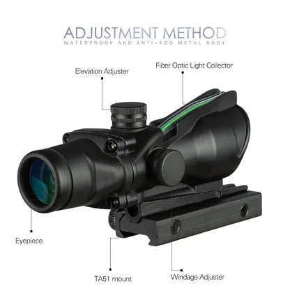 Lunette de Tir 4x32 avec Point Rouge Vert – Optique à Fibre Réelle, Réticule Gravé et Illuminé Ma boutique