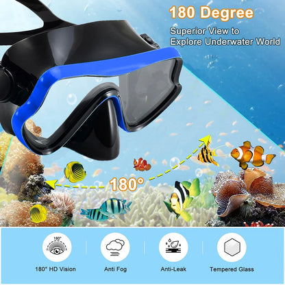 Set de Snorkeling 3-en-1 JoyMaySun – Masque Panoramique, Tuba Dry Top, Palmes Courtes et Sac de Transport - BLACKBEARD OUTDOOR INDUSTRIES