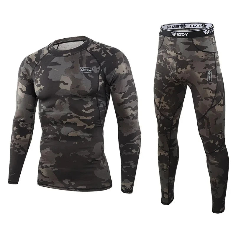 Ensemble Thermique Homme Camouflage – Sous-vêtements Chauds à Compression avec Polaire Intérieure - BLACKBEARD OUTDOOR INDUSTRIES