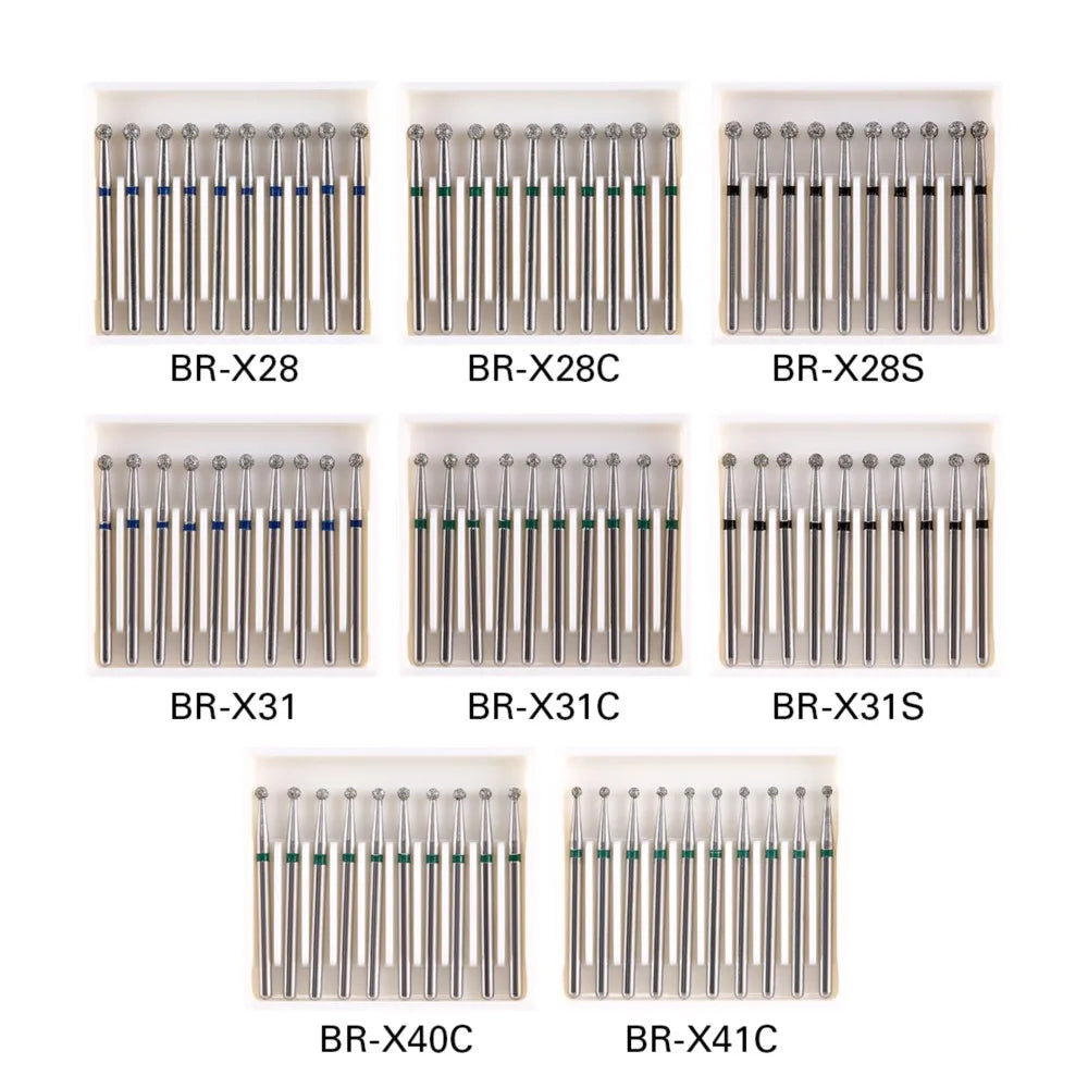 AZDENT 10 pcs Fraises Diamantées Dentaires – Type Boule FG 1,6 mm, 25 mm pour Turbine Haute Vitesse Ma boutique