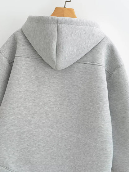 Veste à Capuche Grise femme - Manteau à Manches Longues avec Poches Spacieuses et Fermeture Éclair - Veste Décontractée et Légère pour Femme - BLACKBEARD OUTDOOR INDUSTRIES