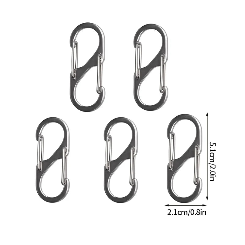5PCS Mousquetons Tactiques en S – Mini Clip Aluminium Anti-Vol pour Camping & Randonnée - BLACKBEARD OUTDOOR INDUSTRIES