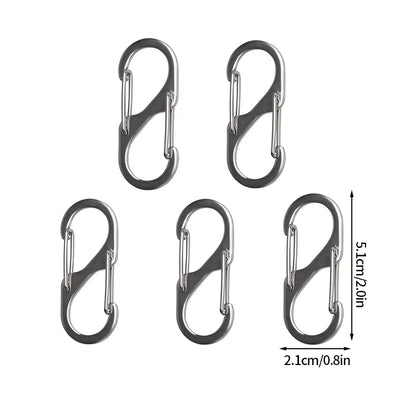 5PCS Mousquetons Tactiques en S – Mini Clip Aluminium Anti-Vol pour Camping & Randonnée - BLACKBEARD OUTDOOR INDUSTRIES
