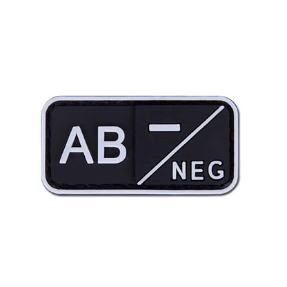 Patch Groupe Sanguin 3D PVC – A B AB O Rh + / - – Écusson Tactique Militaire Hook & Loop 5×2,5 cm - BLACKBEARD OUTDOOR INDUSTRIES
