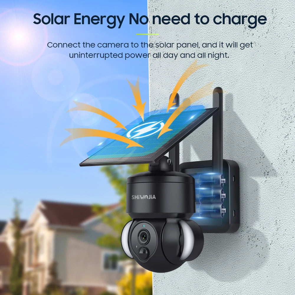 Caméra de Surveillance Solaire 4MP SHIWOJIA – 4G / WiFi | Batterie 7500mAh | PTZ 360° | Vision Nocturne Couleur | Audio Bidirectionnel | Étanche IP65 Ma boutique