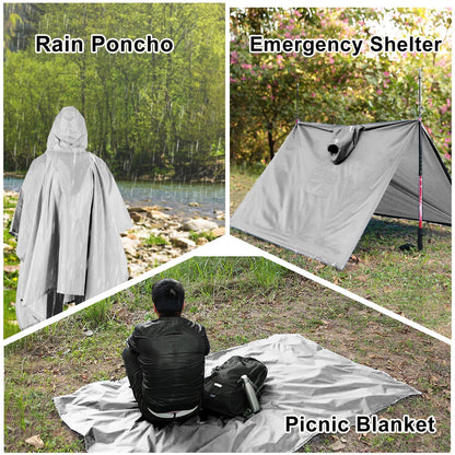 TOMSHOO Poncho de Pluie avec Capuche et Poche – Veste Imperméable Léger pour Hommes et Femmes – Protection Solaire, Idéal pour le Camping et la Randonnée BLACKBEARD OUTDOOR INDUSTRIES