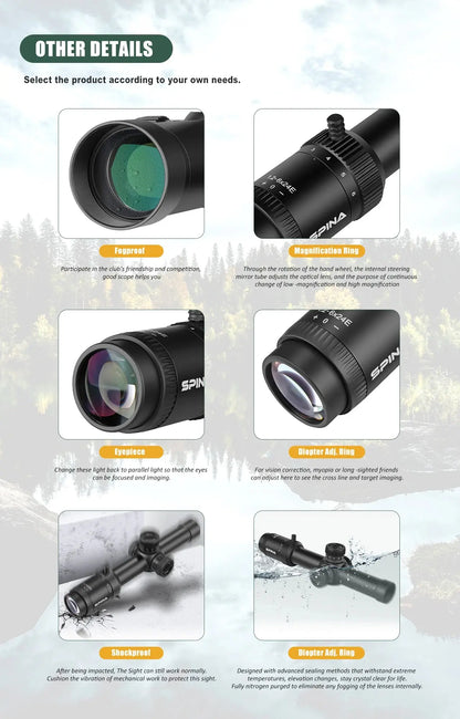 SPINA OPTICS WolfChase LPVO 1.2-6x24 FFP/SFP - Lunette de Tir pour Fusil, Viseur à Point Rouge, Optique de Chasse et CQB Ma boutique