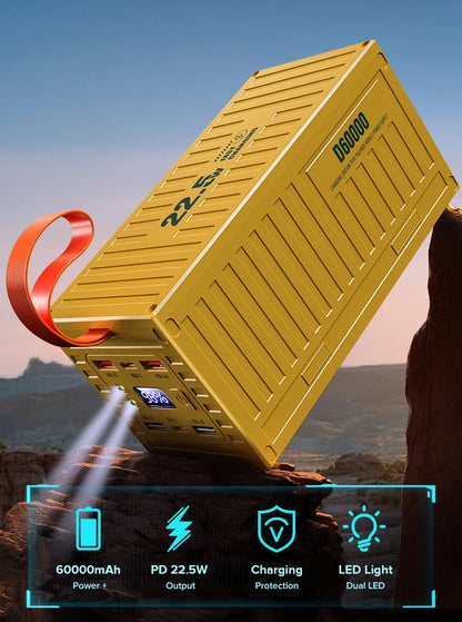 QOOVI 60000mAh Power Bank - Charge Rapide 22.5W PD QC 3.0, Station de Charge Haute Capacité BLACKBEARD OUTDOOR INDUSTRIES