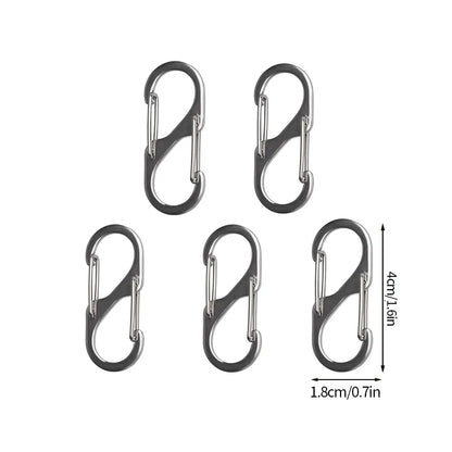 5PCS Mousquetons Tactiques en S – Mini Clip Aluminium Anti-Vol pour Camping & Randonnée - BLACKBEARD OUTDOOR INDUSTRIES