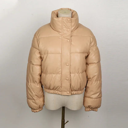 Winter Parka Coat Women's Jacket Thick Warm Women Fashion Black PU Leather Coats Women Elegant Zipper Faux Leather Jackets Tops BLACKBEARD OUTDOOR INDUSTRIES