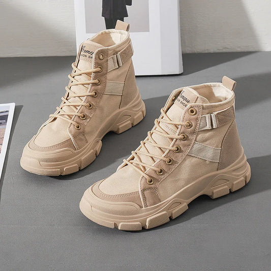 Bottines Femme en Toile – Style Désert & Moto – Hautes, Plates et Tendance – UXST - BLACKBEARD OUTDOOR INDUSTRIES