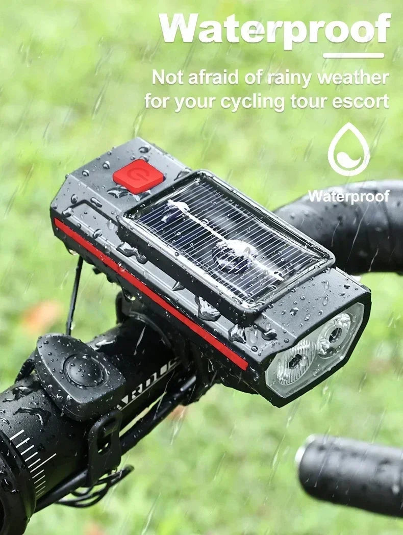 phare avant de vélo solaire a éclairage double faisceau avec avertisseur sonore Ma boutique