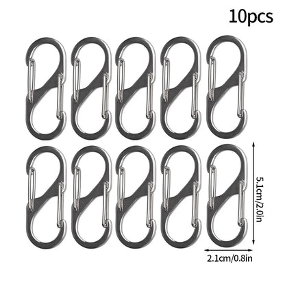 5PCS Mousquetons Tactiques en S – Mini Clip Aluminium Anti-Vol pour Camping & Randonnée - BLACKBEARD OUTDOOR INDUSTRIES