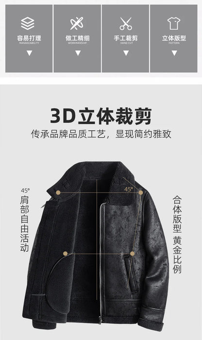 Veste en Cuir PU pour Homme avec Doublure en Cachemire – Manteau en Cuir Motard d'Hiver Épais et Chaud pour Hommes BLACKBEARD OUTDOOR INDUSTRIES