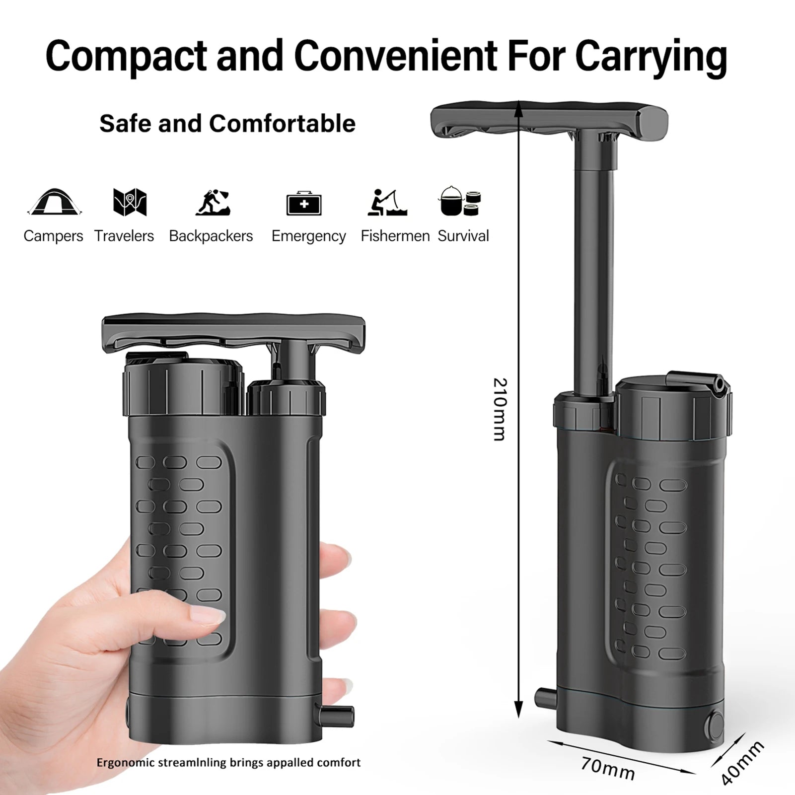 Pompe Purificateur d’Eau avec Filtre 0.01 Micron – Système de Filtration Portable pour Survie, Camping & Randonnée - BLACKBEARD OUTDOOR INDUSTRIES