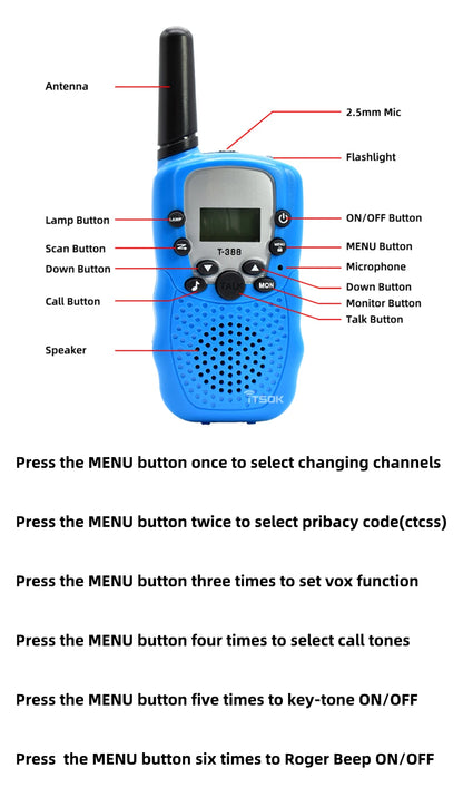 Talkie-Walkie pour Enfants T388 - Communication Amusante et Sécurisée - BLACKBEARD OUTDOOR INDUSTRIES