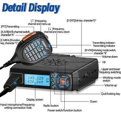 ABBREE AR-318 / AR-218 – Radio Mobile Portable VHF/UHF Double Bande 25W 128 Canaux - BLACKBEARD OUTDOOR INDUSTRIES