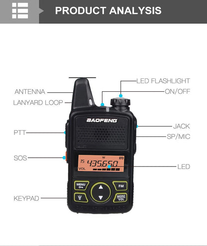Talkie Walkie Baofeng BF-T1 UHF 20CH - Compact, Puissant et Pratique - BLACKBEARD OUTDOOR INDUSTRIES