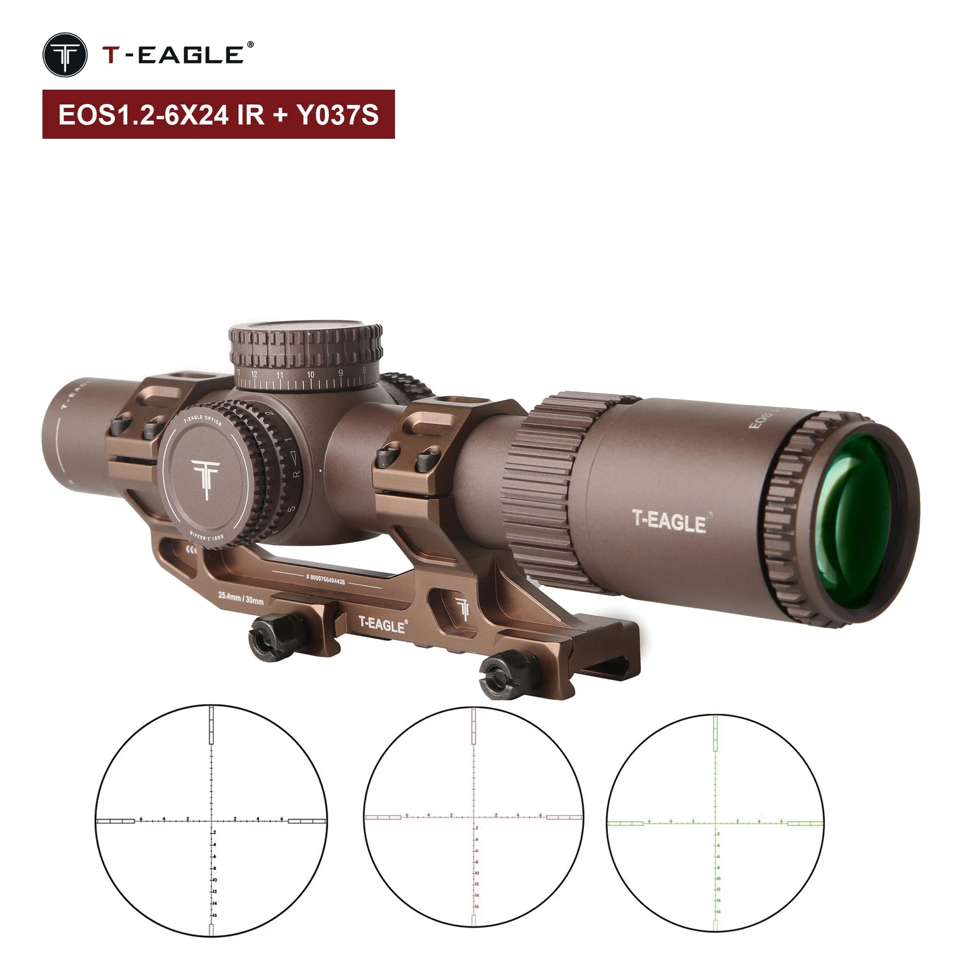 T-EAGLE EOS 1.2-6x24 IR - Lunette de Précision Tactique pour Fusil de Chasse avec Réticule Illuminé, Viseur Collimateur et Support Picatinny - BLACKBEARD OUTDOOR INDUSTRIES