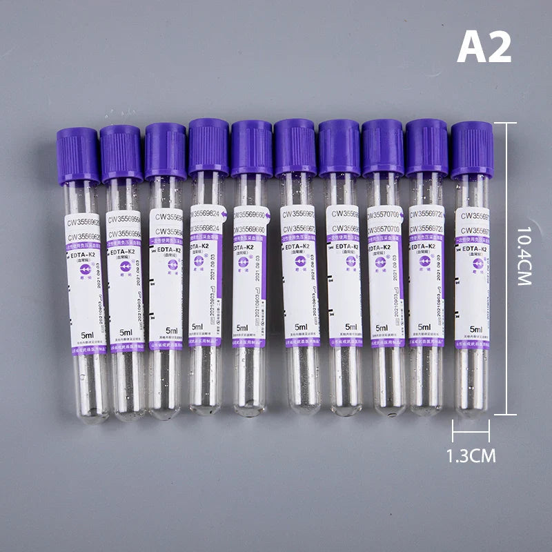 10 pcs Tubes de Prélèvement Sanguin Sous Vide Jetables EDTA-K2 avec Bouchon – 2 ml / 5 ml Ma boutique
