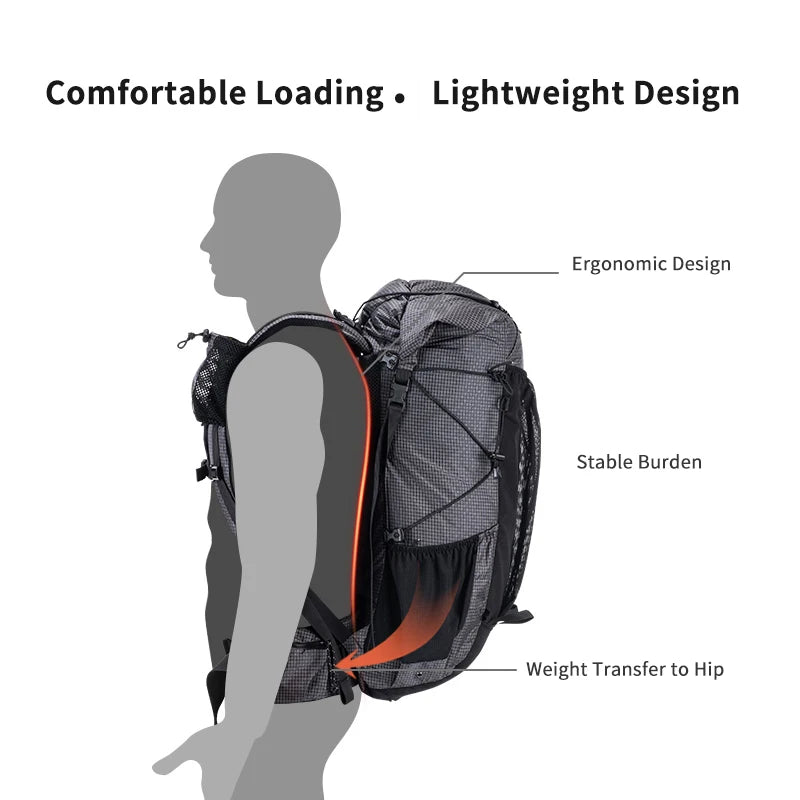 Naturehike Rock Series Sac à Dos Ultraléger 40L+5L / 60L+5L avec Armature – Imperméable, Grande Capacité, Camping et Randonnée avec Housse de Pluie - BLACKBEARD OUTDOOR INDUSTRIES