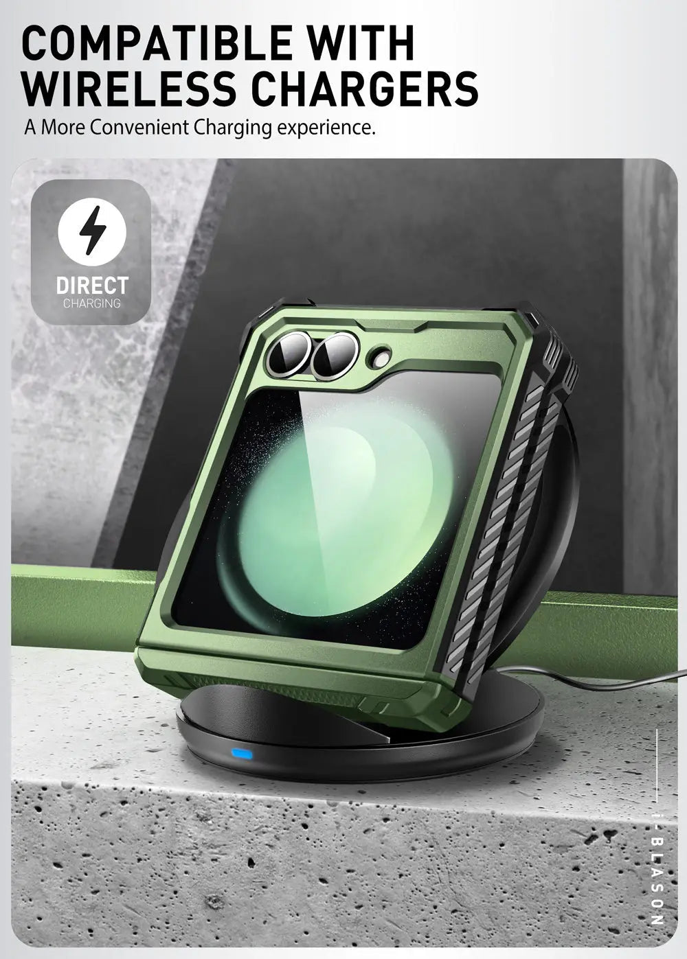 I-BLASON For Samsung Galaxy Z Flip 7 FE/6/5 Case Armorbox Full-Body Military Protection Phone Case with Screen Protector & Stand BLACKBEARD OUTDOOR INDUSTRIES