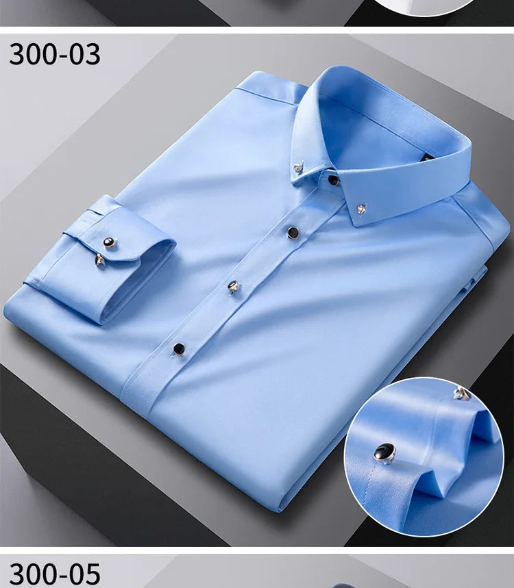 Chemise Homme de Qualité, Manches Longues, Élastique, Confortable et Anti-Retouche – Chemise Business Slim Fit Coréenne BLACKBEARD OUTDOOR INDUSTRIES