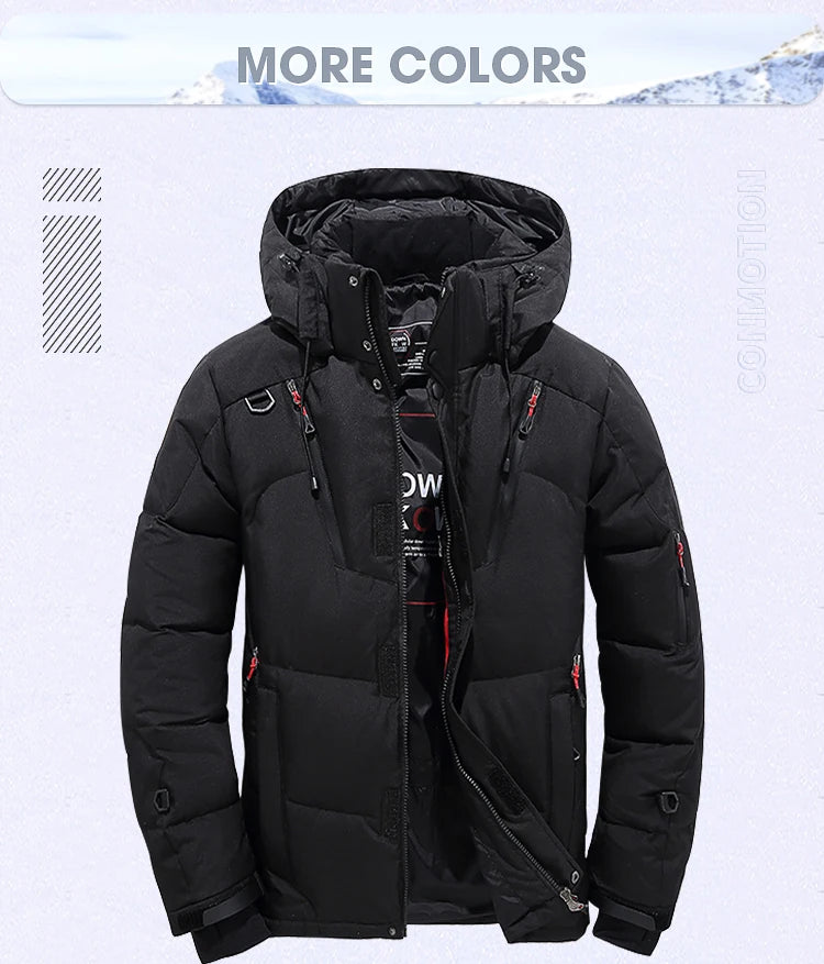Veste Doudoune Homme en Duvet Blanc - Parka Hivernale Windproof, Chaude et Confortable, Avec Capuche Détachable BLACKBEARD OUTDOOR INDUSTRIES