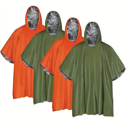 Kit de 4 Ponchos d'Urgence – Film Thermique Isolant et Imperméable – Couverture de Survie Réfléchissante - BLACKBEARD OUTDOOR INDUSTRIES