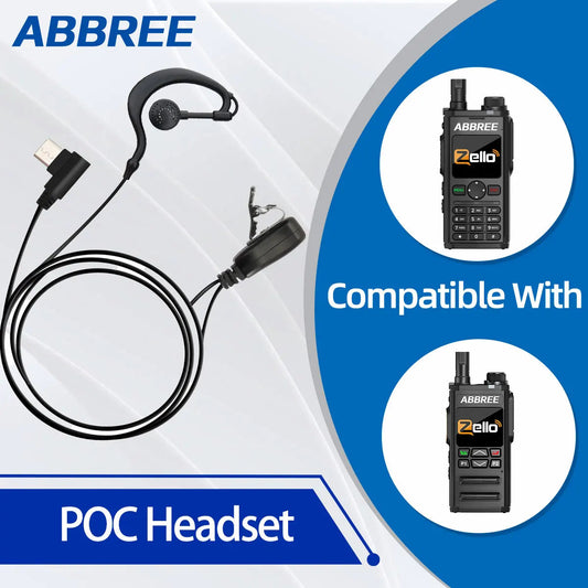 ABBREE POC Network Walkie Talkie Headset  360° Rotatable Earplug Built-in PTT MIC For GP-268 GP-298 ZELLO Type-C Radio Earphone BLACKBEARD OUTDOOR INDUSTRIES