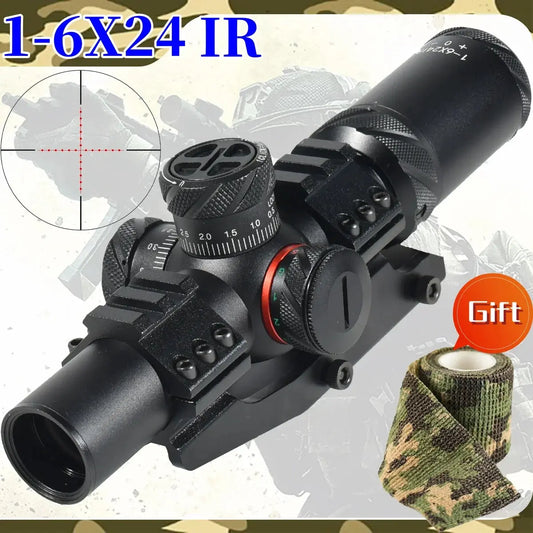 Viseur Tactique 1-6x24 IR pour Arbalète et Airsoft – Scope Compact SFP pour Fusil de Chasse et Tir de Précision, Rail 11/20 mm pour AR15 .223 Ma boutique
