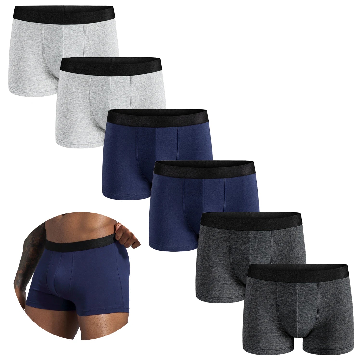 Pack de 6 Boxers Noirs pour Hommes - Sous-vêtements Doux et Respirants BLACKBEARD OUTDOOR INDUSTRIES
