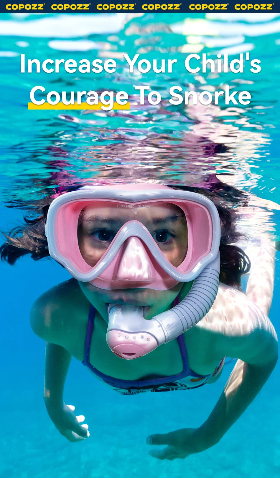 COPOZZ Masque de Plongée Enfant 4–15 ans – Masque Intégral HD Anti-Buée avec Tuba Amovible - BLACKBEARD OUTDOOR INDUSTRIES