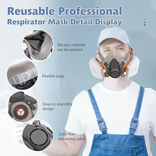 Masque Respiratoire Demi-Visage 6200 — Protection Anti-poussière et Gaz Chimique (7-en-1 / 16-en-1) - BLACKBEARD OUTDOOR INDUSTRIES