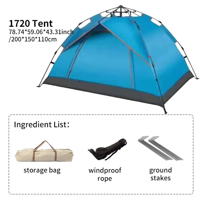 Tente de Camping Automatique 3-4 Personnes – Ouverture Rapide & Protection UV - BLACKBEARD OUTDOOR INDUSTRIES