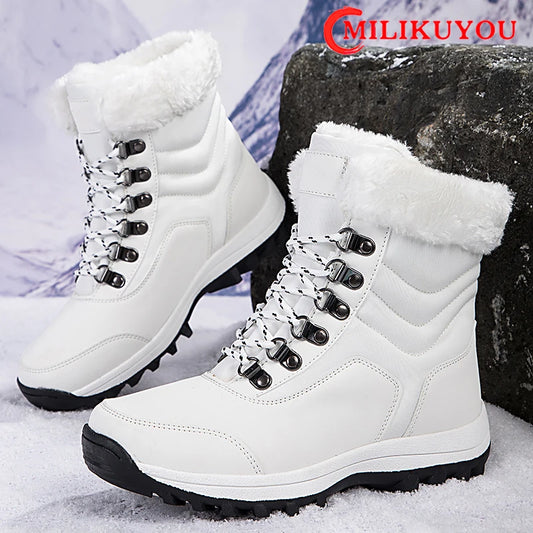 Bottes de Neige Femme Hiver 2024 – Sneakers Chaudes à Fourrure, Semelle Épaisse, Imperméables – Bottines Mi-mollet Outdoor - BLACKBEARD OUTDOOR INDUSTRIES