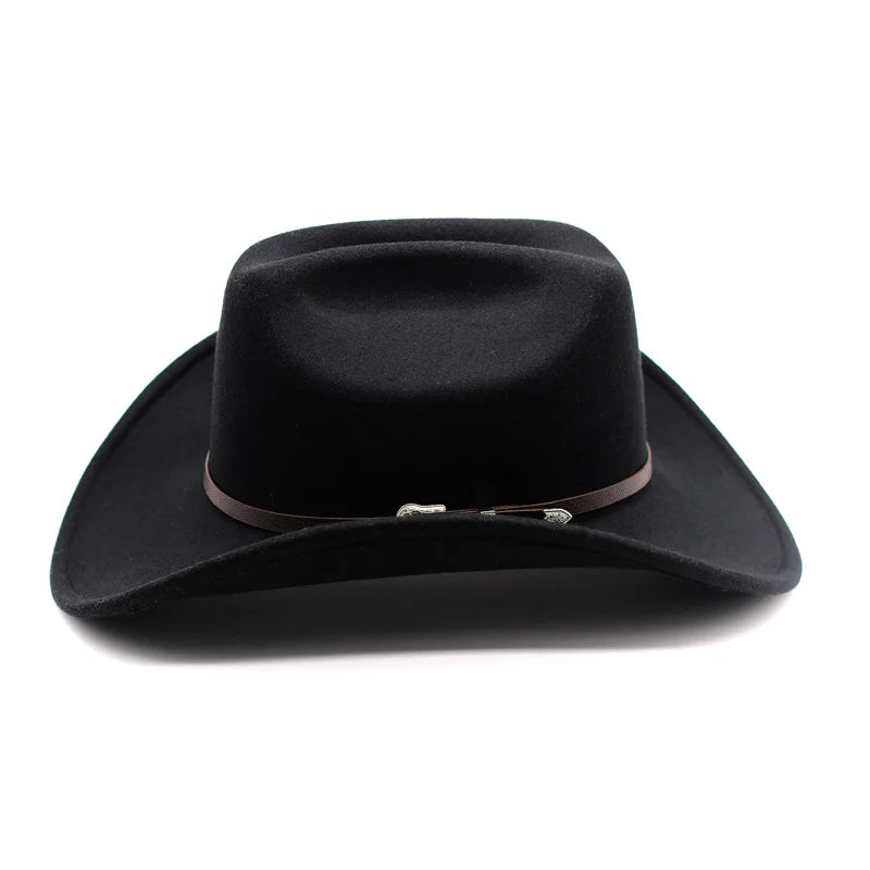 Chapeau Vintage Western Cowboy Unisexe – Style Gentleman & Cowgirl, Large Bord en Cuir – Jazz Cloche Sombrero Élégant pour Homme & Femme - BLACKBEARD OUTDOOR INDUSTRIES