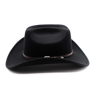 Chapeau Vintage Western Cowboy Unisexe – Style Gentleman & Cowgirl, Large Bord en Cuir – Jazz Cloche Sombrero Élégant pour Homme & Femme - BLACKBEARD OUTDOOR INDUSTRIES