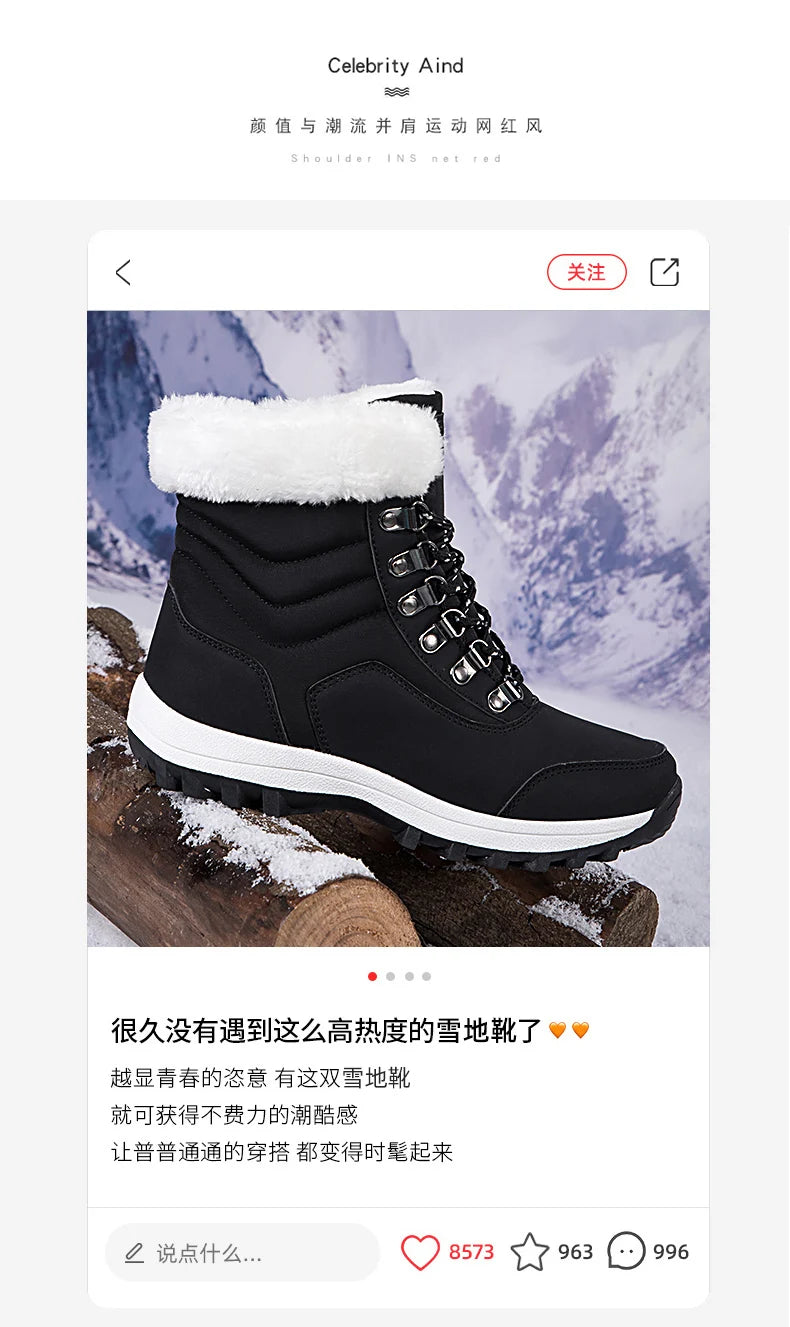 Bottes de Neige Femme Hiver 2024 – Sneakers Chaudes à Fourrure, Semelle Épaisse, Imperméables – Bottines Mi-mollet Outdoor - BLACKBEARD OUTDOOR INDUSTRIES
