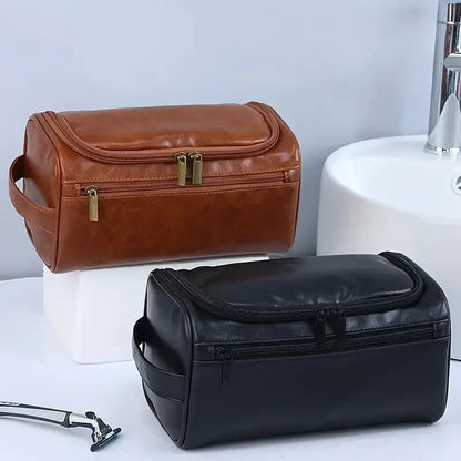 Trousse de Toilette en Cuir PU ou Toile – Grande Capacité & Accroche Murale | Unisexe, Idéale pour les Voyages - BLACKBEARD OUTDOOR INDUSTRIES