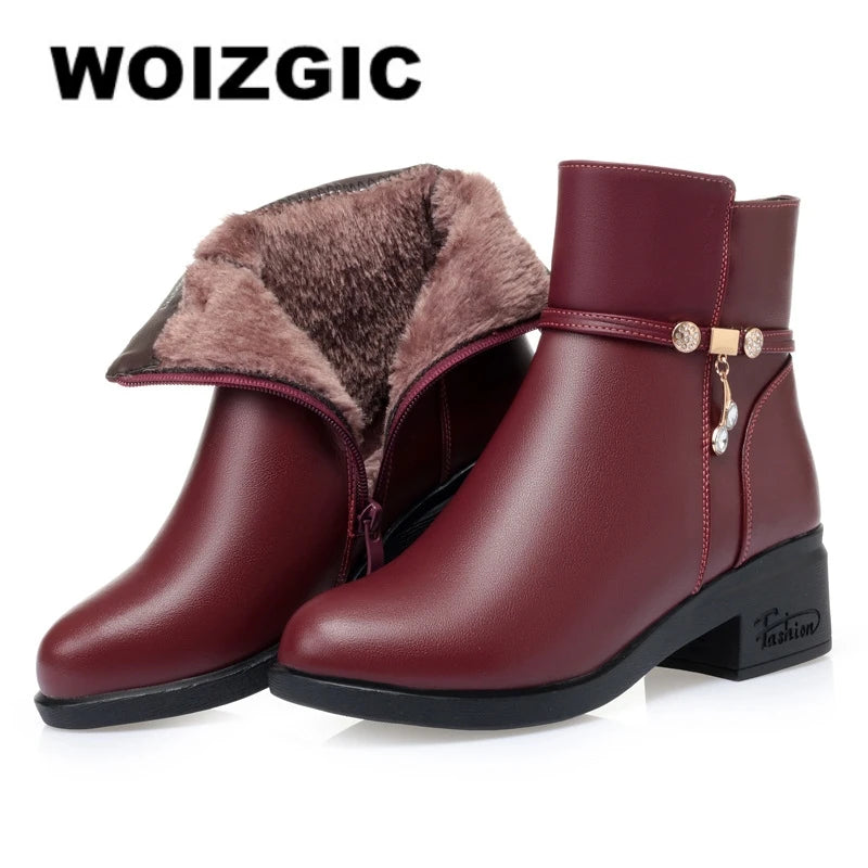 Bottines Femme en Cuir Véritable – Chaudes & Élégantes – Hiver | WOIZGIC - BLACKBEARD OUTDOOR INDUSTRIES