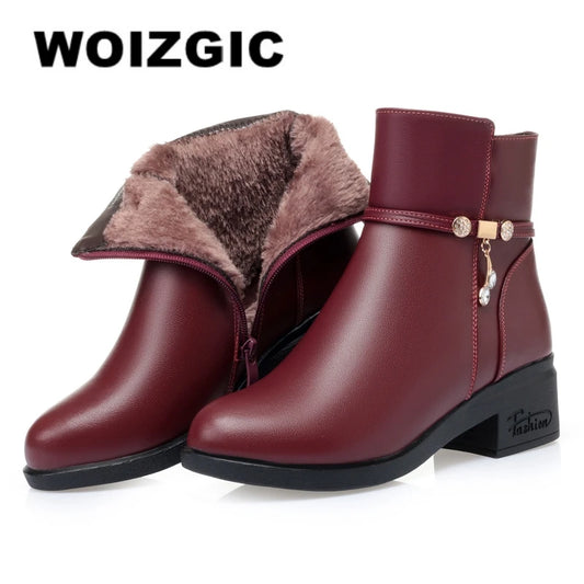 Bottines Femme en Cuir Véritable – Chaudes & Élégantes – Hiver | WOIZGIC - BLACKBEARD OUTDOOR INDUSTRIES