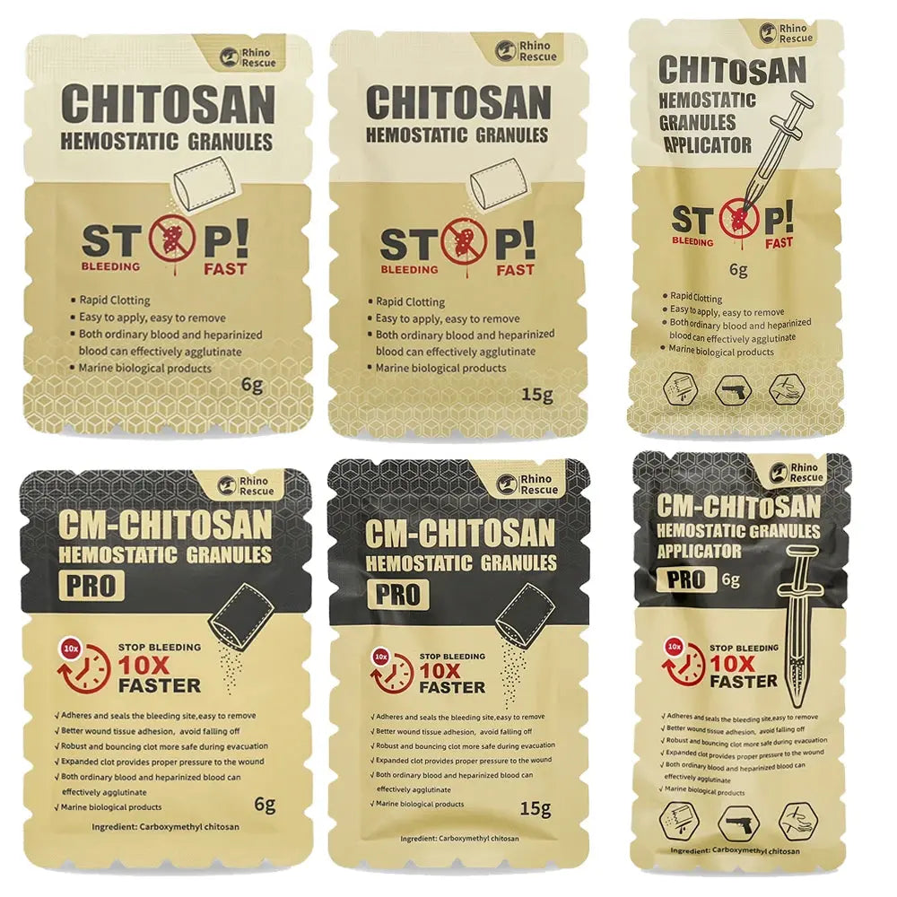Poudre Hémostatique Granulée au Chitosane – RHINO RESCUE – 6g / 15g – Contrôle Rapide des Saignements Ma boutique
