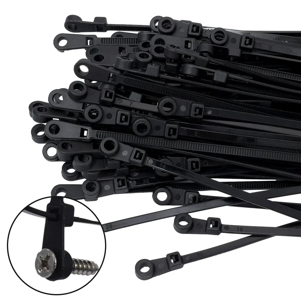 Serre-Câbles Nylon avec Trou de Vis – Lot de 100 ou 200 Pièces Attaches Auto-Bloquantes pour Câbles, Fils et Organisation DIY Bureau & Maison - BLACKBEARD OUTDOOR INDUSTRIES