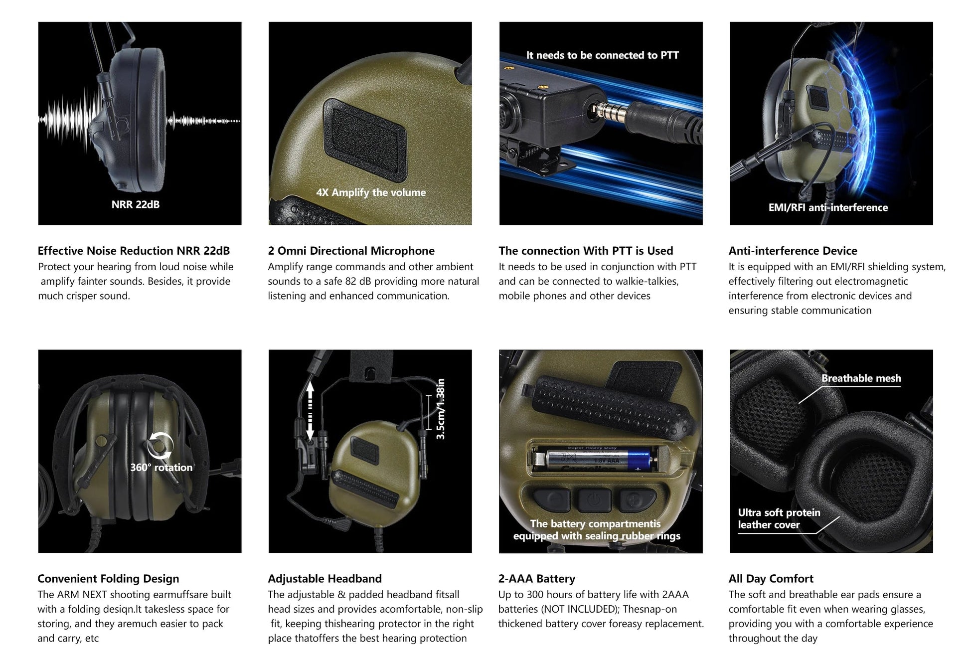 ARM NEXT F10 Casque Tactique Électronique de Protection Auditive – Atténuation du Bruit et Amplification des Sons pour Chasse et Tir BLACKBEARD OUTDOOR INDUSTRIES
